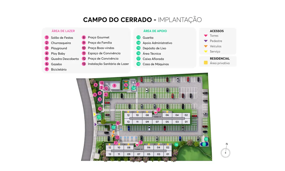 Mapa de implantação do Campo do Cerrado