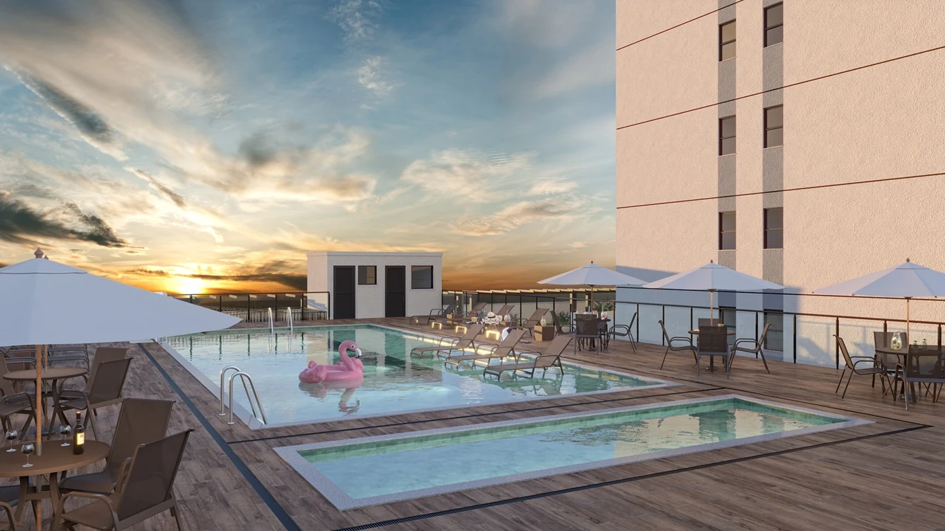 Piscina ao entardecer